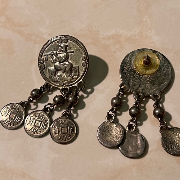 Vintage Tribal/Bohemian Chinese Silver Earrings - Picture 2 of 4